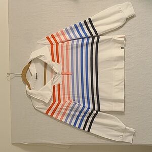 T For Talbots Multicolor Striped Quarter Zip Sweatshirt Size Small